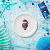Weihnachtsmannmütze des American Football Ball Pappteller (Party)