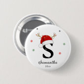Weihnachtsmannmütze des Buchstabens | Monogramm |  Button (Vorne & Hinten)