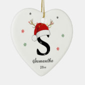 Weihnachtsmannmütze des Buchstabens | Monogramm | Keramik Ornament (Rechts)