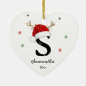 Weihnachtsmannmütze des Buchstabens | Monogramm | Keramik Ornament (Vorne)