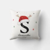 Weihnachtsmannmütze des Buchstabens | Monogramm | Kissen (Rückseite)