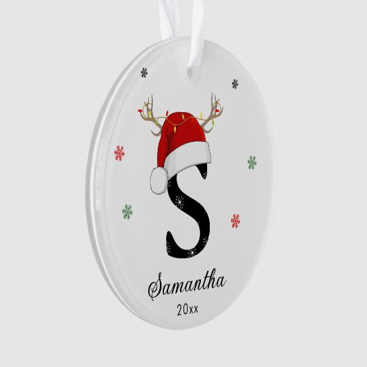 Weihnachtsmannmütze des Buchstabens | Monogramm | Ornament (Vorderseite)