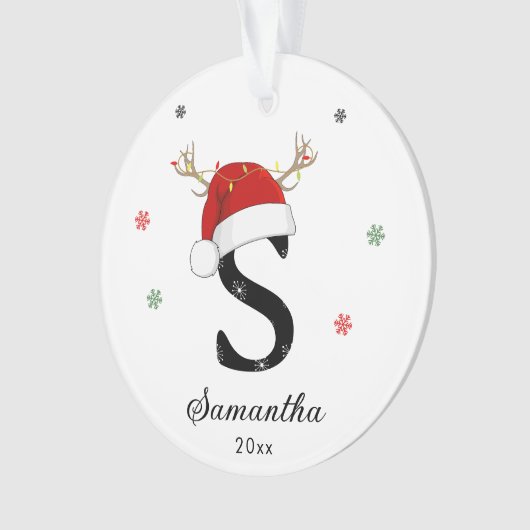Weihnachtsmannmütze des Buchstabens | Monogramm |  Ornament (Vorderseite)