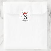 Weihnachtsmannmütze des Buchstabens | Monogramm | Runder Aufkleber (Tasche)