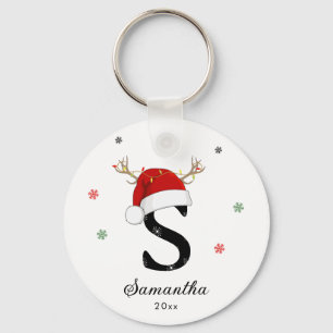 Weihnachtsmannmütze des Buchstabens   Monogramm    Schlüsselanhänger