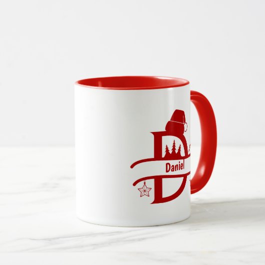 Weihnachtsmannmütze des Buchstabens | Monogramm | Tasse (VorderseiteRechts)