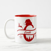 Weihnachtsmannmütze des Buchstabens | Monogramm |  Zweifarbige Tasse (Links)