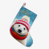 Weihnachtsmannmütze des Polarbären und des Scards Kleiner Weihnachtsstrumpf (Vorderansicht (hängend))