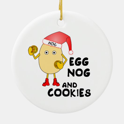 Weihnachtsmannmütze Ei Nog Keramik Ornament (Hinten)