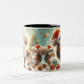 Weihnachtsmannmütze Eichhörnchen Feier Kaffee Tass Zweifarbige Tasse (Mittel)