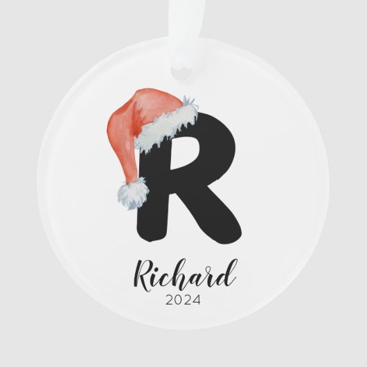 Weihnachtsmannmütze Einfach anpassbarer Brief R We Ornament (Vorderseite)