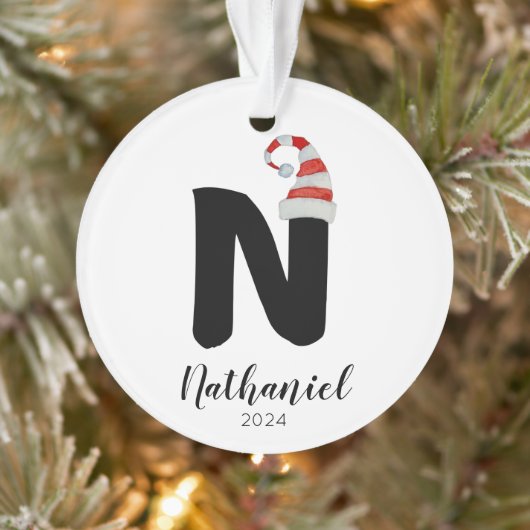 Weihnachtsmannmütze Einfach anpassbarer Buchstabe Ornament (Baum)