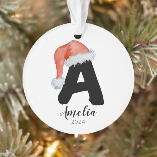 Weihnachtsmannmütze Einfach anpassbarer Buchstabe Ornament (Baum)