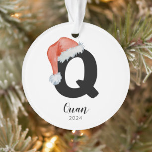Weihnachtsmannmütze Einfach anpassbarer Letter Q W Ornament