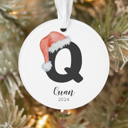 Weihnachtsmannmütze Einfach anpassbarer Letter Q W Ornament (Baum)