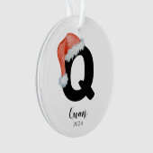 Weihnachtsmannmütze Einfach anpassbarer Letter Q W Ornament (Vorderseite)