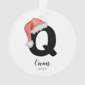 Weihnachtsmannmütze Einfach anpassbarer Letter Q W Ornament (Vorderseite)