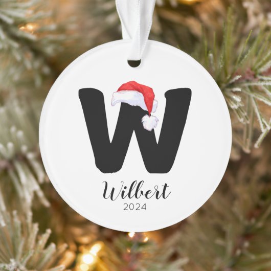 Weihnachtsmannmütze Einfach anpassbarer Letter W W Ornament (Baum)