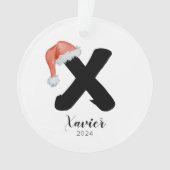 Weihnachtsmannmütze Einfach anpassbarer Letter X W Ornament (Vorderseite)
