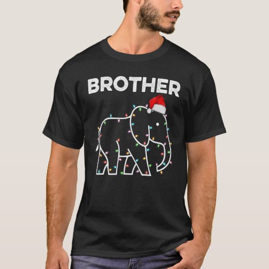 Weihnachtsmannmütze Elephant Xmas Lights Brother E T-Shirt (Vorderseite)