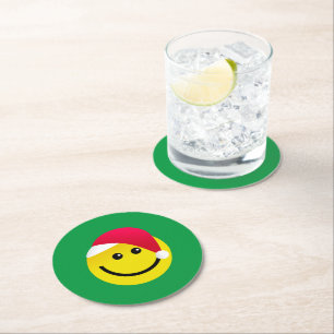 Weihnachtsmannmütze Emoji Runder Pappuntersetzer