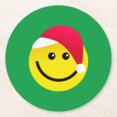 Weihnachtsmannmütze Emoji Runder Pappuntersetzer (Vorderseite)