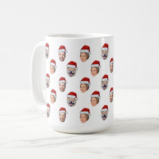 Weihnachtsmannmütze Face 3 Fotos Weihnachtsgeschen Kaffeetasse (Vorderseite Links)