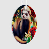 Weihnachtsmannmütze Ferret Ornament (Vorderseite)