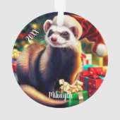 Weihnachtsmannmütze Ferret Ornament (Rückseite)