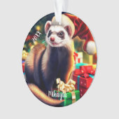 Weihnachtsmannmütze Ferret Ornament (Vorderseite)