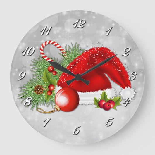 Weihnachtsmannmütze-festliche Weihnachtswand-Uhr Große Wanduhr (Vorderseite)
