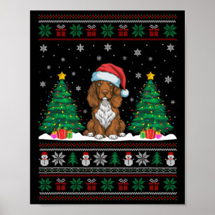 Weihnachtsmannmütze Field Spaniel Dog Xmas Tree Li Poster