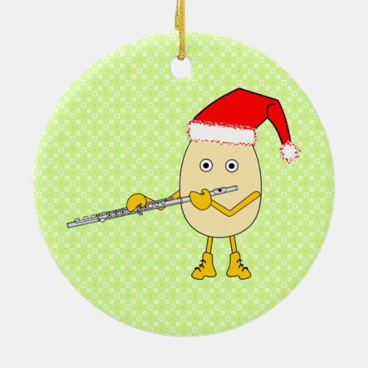 Weihnachtsmannmütze Flute Egghead Keramik Ornament (Hinten)