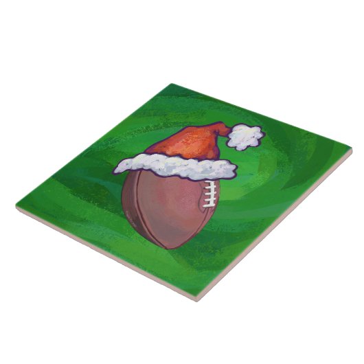 Weihnachtsmannmütze Football auf Grün Fliese (Seite)