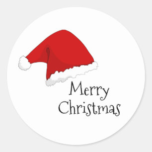 Weihnachtsmannmütze Frohe Weihnachten Runder Aufkleber