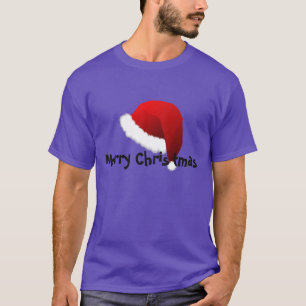 Weihnachtsmannmütze-frohe Weihnachten Shirt-Lila T-Shirt
