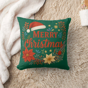 Weihnachtsmannmütze Frohe Weihnachten Wurfkissen Kissen