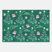 Weihnachtsmannmütze Frohe Weihnachtsbaummuster Geschenkpapier Set (Vorderseite 3)