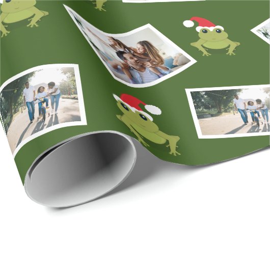 Weihnachtsmannmütze Frosch Foto Weihnachtswrapping Geschenkpapier (Rolleneckpunkt)