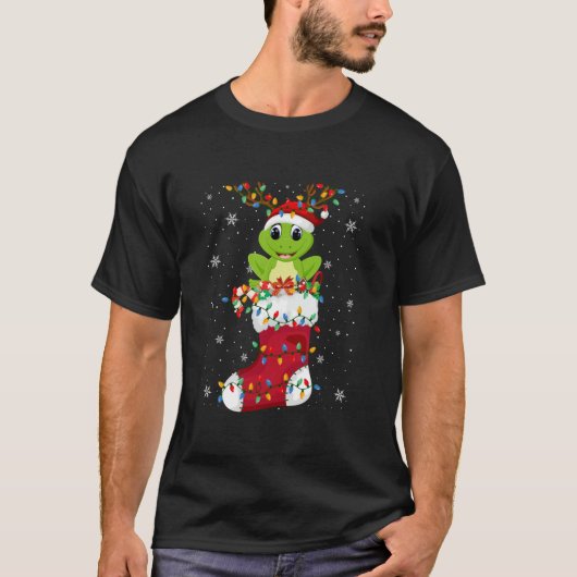 Weihnachtsmannmütze Frösche in Socken Xmas Baumhüt T-Shirt (Vorderseite)