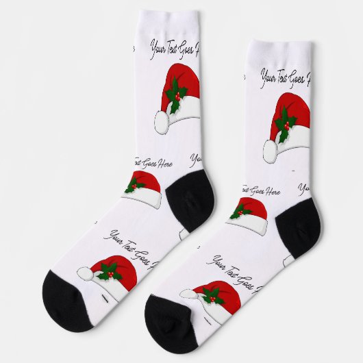 Weihnachtsmannmütze für benutzerdefinierte Designs Socken (Linkes Detail)