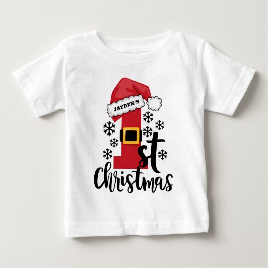 Weihnachtsmannmütze für den ersten Personalisierte Baby T-shirt (Vorderseite)