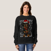 Weihnachtsmannmütze für Schwarze Dackel Sweatshirt (Vorne ganz)