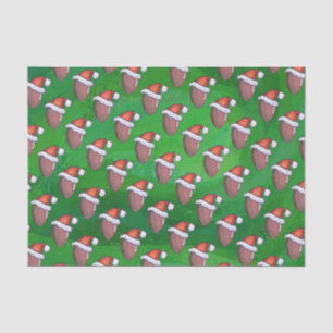 Weihnachtsmannmütze-Fußball auf Grün Seidenpapier