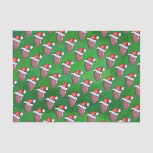 Weihnachtsmannmütze-Fußball auf Grün Seidenpapier (Vorderseite)