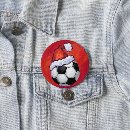 Weihnachtsmannmütze Fußball auf Rot Button (Beispiel)