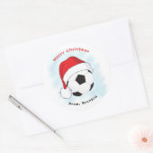 Weihnachtsmannmütze Fußball Ball Frohe Weihnachten Runder Aufkleber (Umschlag)