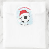 Weihnachtsmannmütze Fußball Ball Frohe Weihnachten Runder Aufkleber (Tasche)