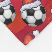 Weihnachtsmannmütze-Fußball-Ball-Muster auf Rot Fleecedecke (Ecke)