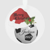 Weihnachtsmannmütze Fußball-Design| DIREKT Ornament (Rückseite)